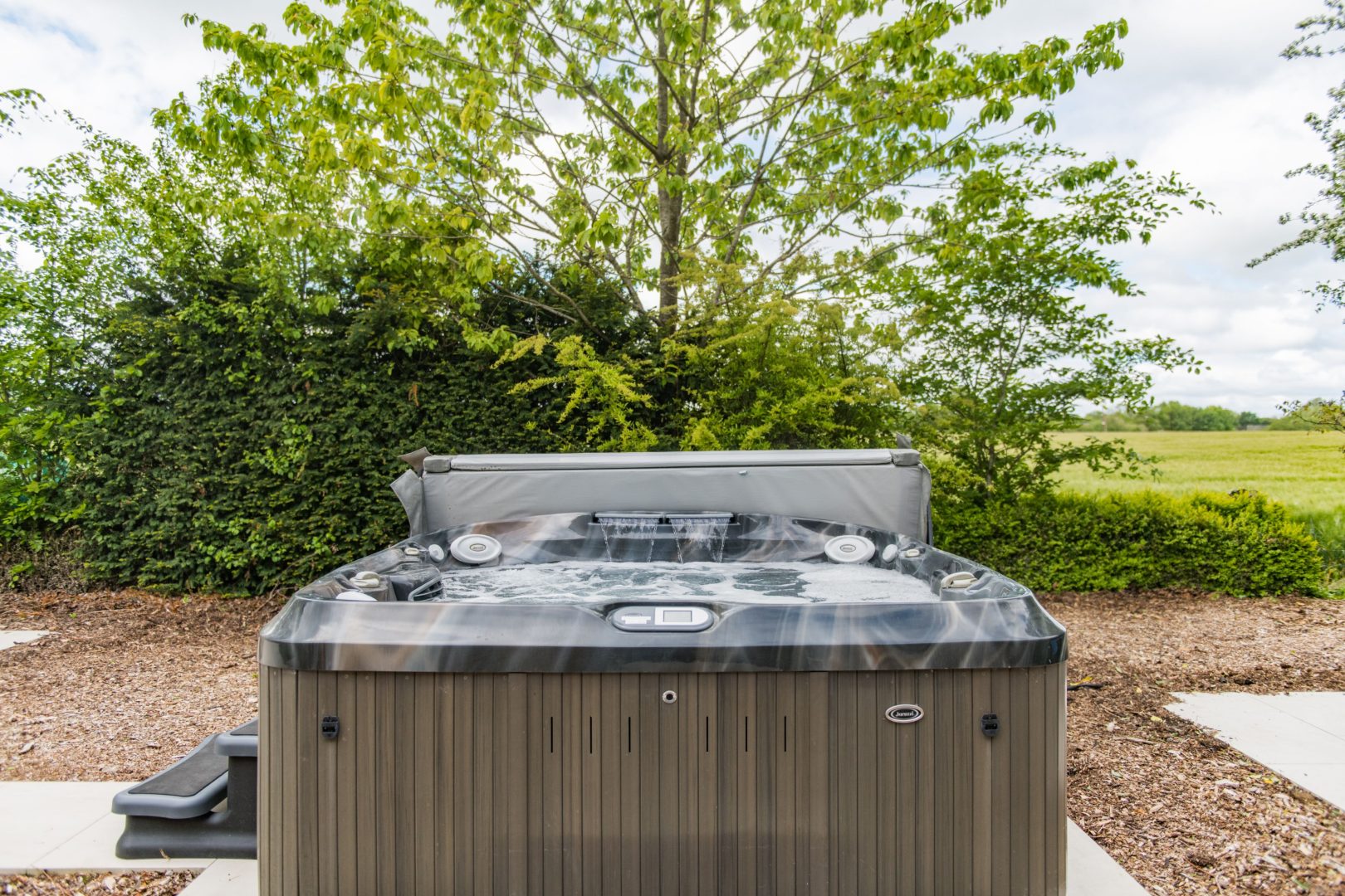 Hot tub on the terrace at dusk